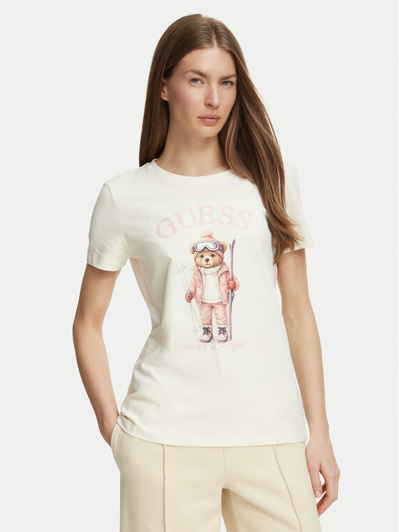 Guess Guess T-Shirt V6BI19 K6749 Κρεμ Regular Fit