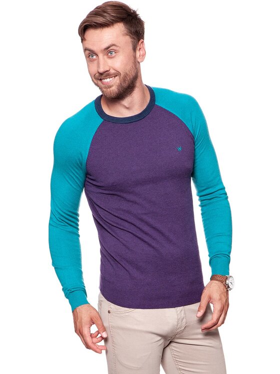 Wrangler Wrangler Sweter RAGLAN KNIT Niebieski Regular Fit