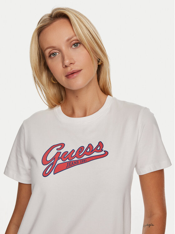 Guess Jeans Guess Jeans T-krekls W4YI13 J1314 Balts Regular Fit