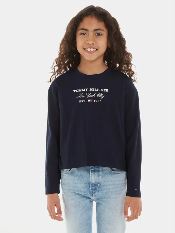 Tommy Hilfiger Bluse KG0KG07643 M Dunkelblau Regular Fit
