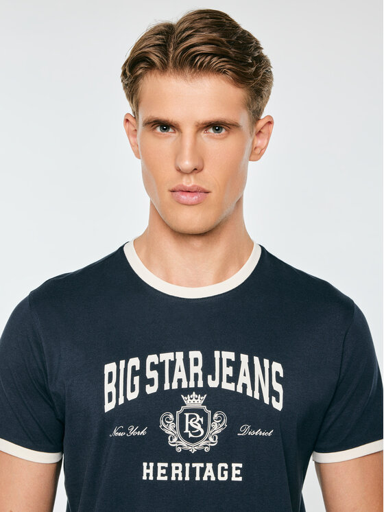 BIG STAR BIG STAR T-Shirt BERNO Granatowy Basic Fit
