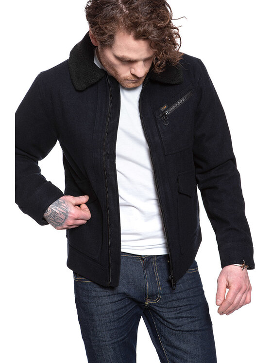 Lee Kurtka zimowa 191J WOOL JACKET Czarny Regular Fit Modivo.pl