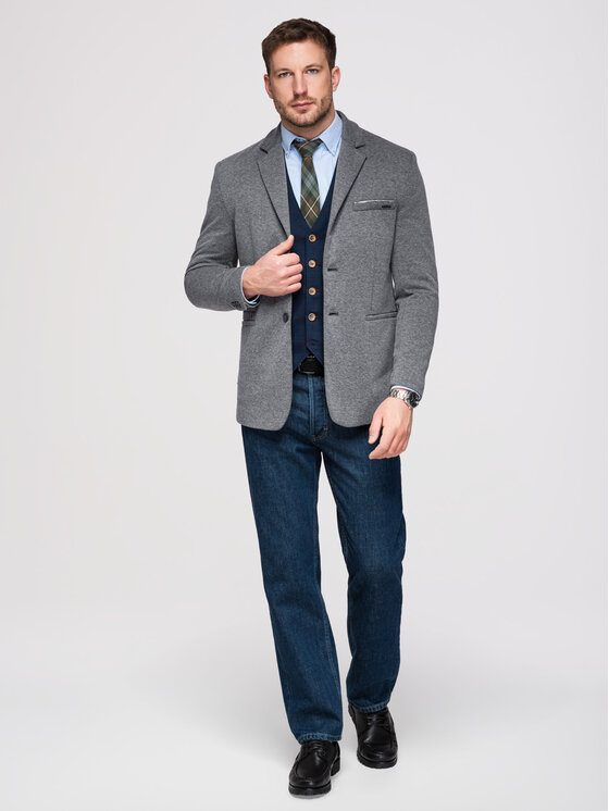 Ombre Ombre Sako M170 Tmavě šedá Slim Fit