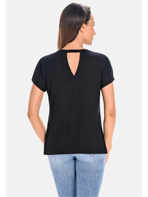 Teyli Teyli Bluzka damska bambusowa z siateczką Cora Czarny Standard Fit
