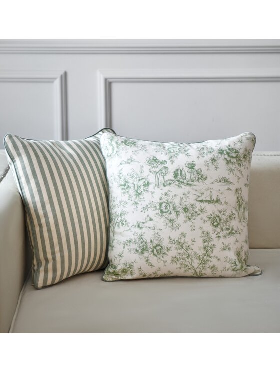Roseberry Home Roseberry Home Poszewka dekoracyjna Toile de Jouy Green Zielony