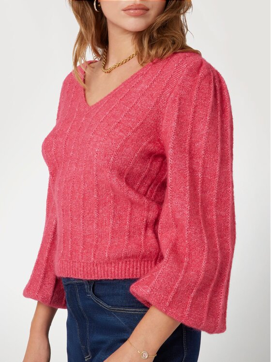 Guess Guess Sweter LS VN MADELINE TEXTURE Czerwony Regular Fit