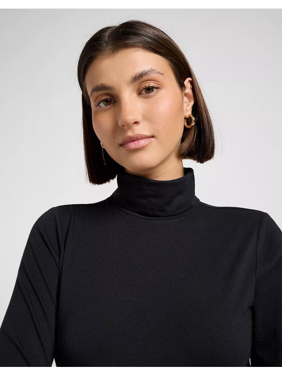 Lee Lee Sweter LS TURTLE NECK Czarny Slim Fit