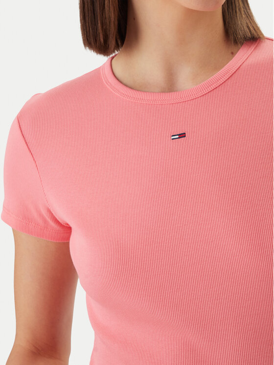 Tommy Jeans Tommy Jeans Marškinėliai DW0DW17383 Rožinė Slim Fit