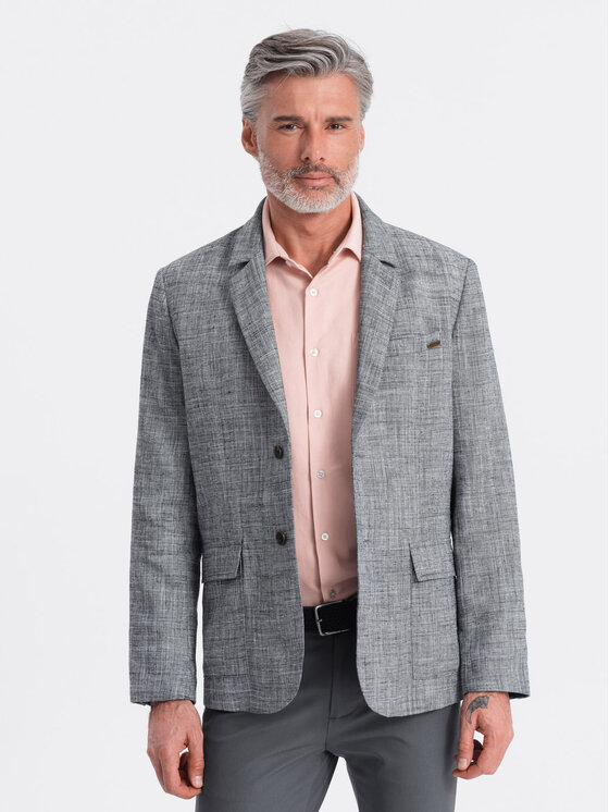 Ombre Ombre Sako OM-BLZB-0128 Šedá Regular Fit