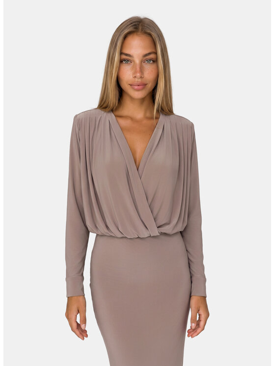 Agatha Studio Agatha Studio Komplet top i spódnica A26LS-KS-K09 Brązowy Slim Fit