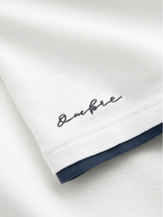 Ombre Ombre Polo OM-POSS-0170 Biały Slim Fit