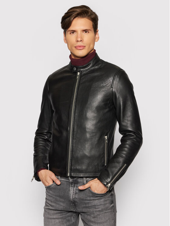 Serge Pariente Geacă de piele Style 20 Negru Regular Fit