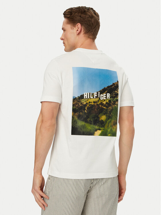 Tommy Hilfiger Tricou Logo Graphic MW0MW42389 Alb Regular Fit