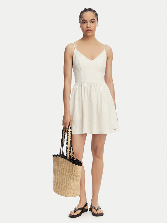 Tommy Jeans Tommy Jeans Sommerkleid Skater DW0DW22345 Hellbeige Slim Fit