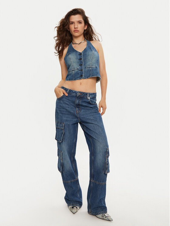 One Teaspoon One Teaspoon Top 26601 Niebieski Slim Fit