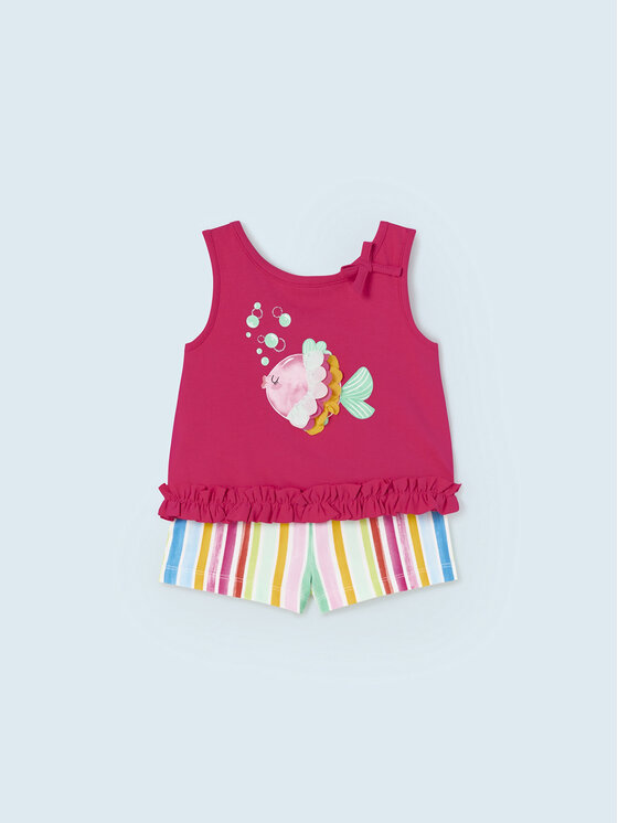 Mayoral Mayoral Completo top e pantaloncini di tessuto 1277 Multicolore Regular Fit