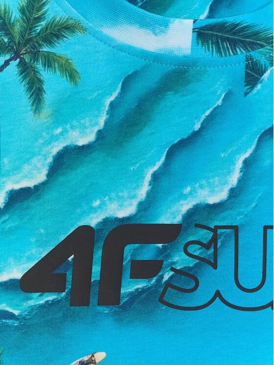 4F 4F T-shirt CATCH THE WAVE Azzurro chiaro Regular Fit