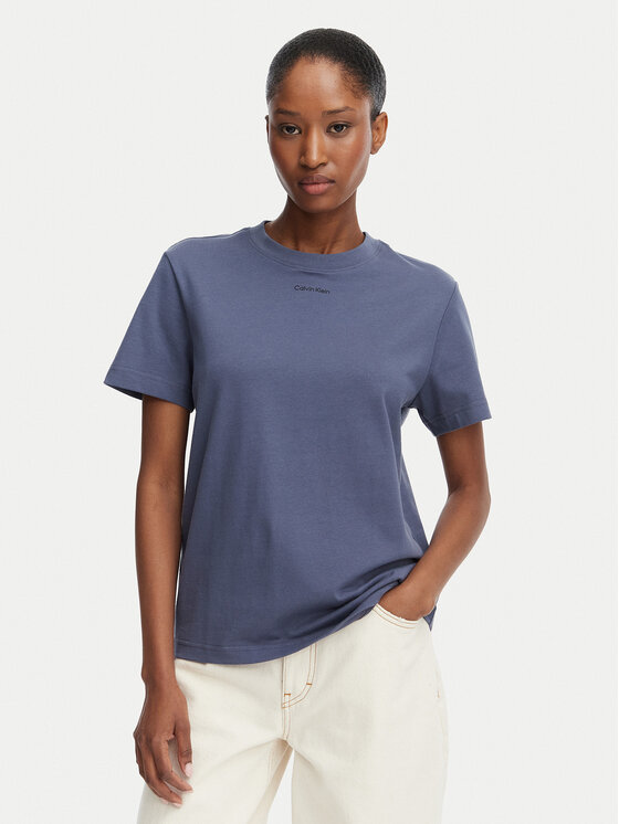 Calvin Klein Tricou 20s Classic Logo LV147C857G Albastru Regular Fit