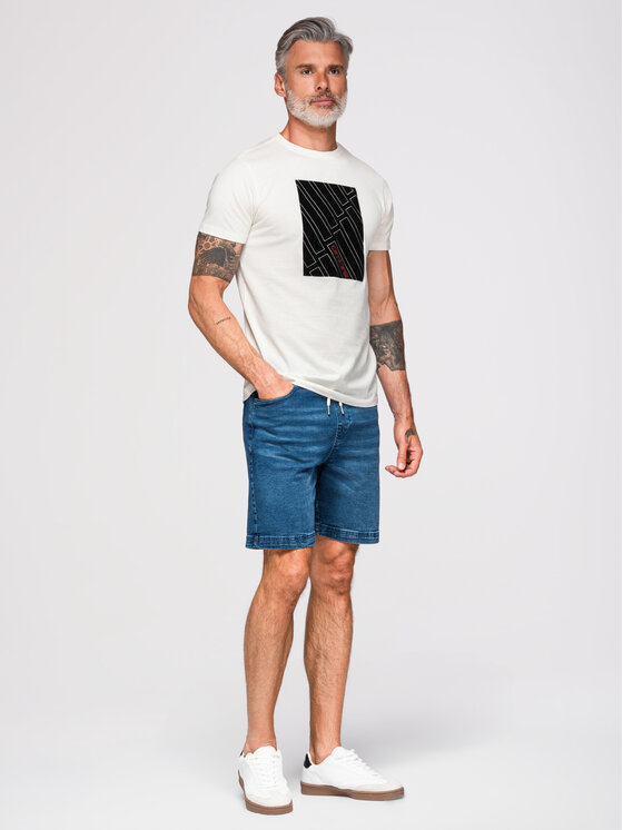 Ombre Ombre T-Shirt OM-TSPT-0259 Biały Regular Fit