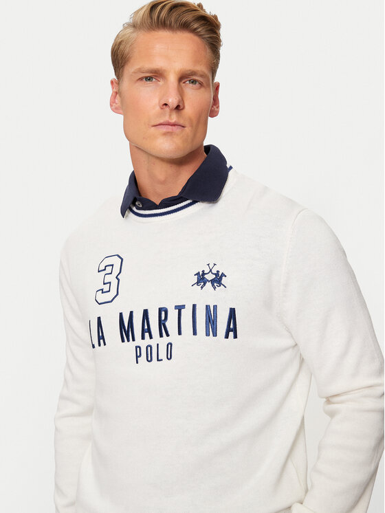 La Martina La Martina Džemperis ZMS303 YW120 Écru Regular Fit