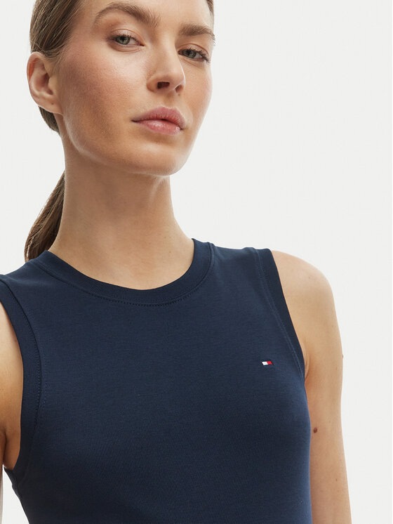 Tommy Hilfiger Tommy Hilfiger Top WW0WW47806 Mornarsko modra Slim Fit