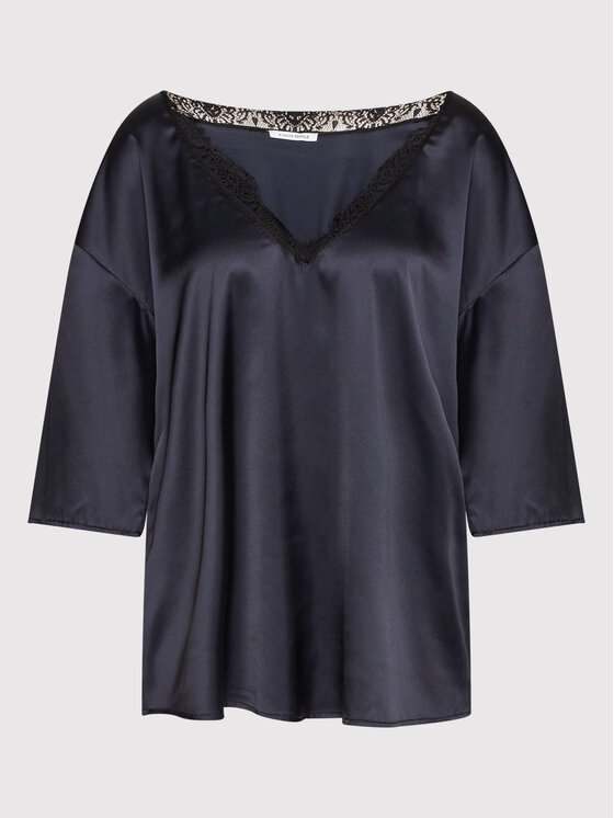 Simone Pérèle Simone Pérèle Pyjama-T-Shirt Satin Secrets 23H904 Dunkelblau Relaxed Fit