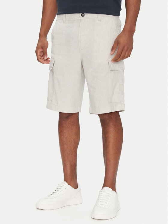 BOSS Bavlnené šortky Sisla-9-Cargo-Shorts 50536888 Béžová Tapered Fit