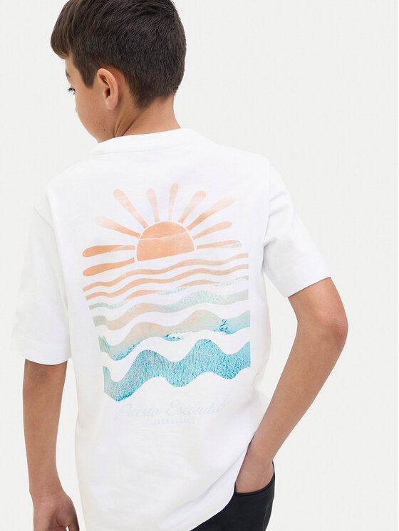 Jack & Jones Junior Jack & Jones Junior T-Shirt Canggu 12278649 Biały Relaxed Fit