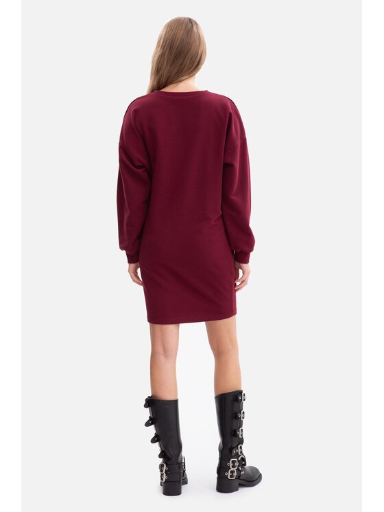 BeWear BeWear Sukienka dzianinowa b298 Bordowy Baggy Fit