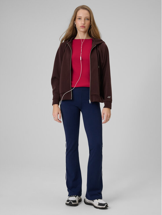 4F 4F Bluzka BASIC+ Różowy ciemny Slim Fit