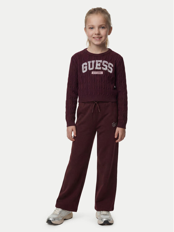 Guess Guess Spodnie dresowe J6YB15 K3935 Bordowy Regular Fit