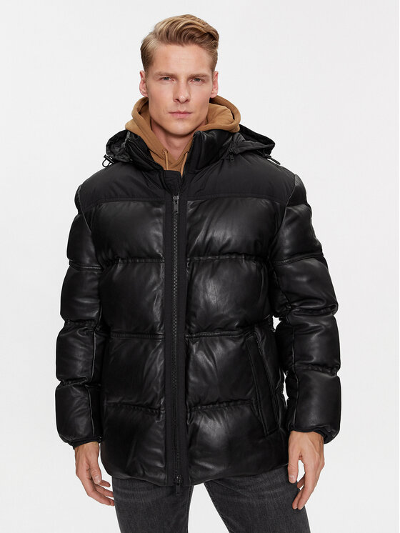 BOSS Boss Kožená bunda Joholo 50498488 Čierna Relaxed Fit