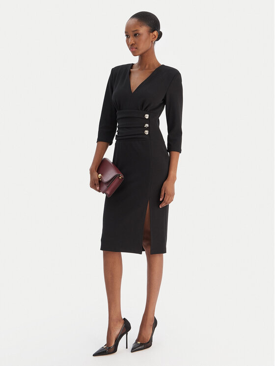 Rinascimento Rinascimento Koktejlové šaty CFC0020161002 Čierna Slim Fit