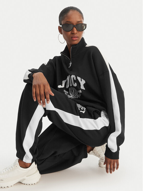 Juicy Couture Juicy Couture Majica dugih rukava College JCSAS126401 Crna Relaxed Fit