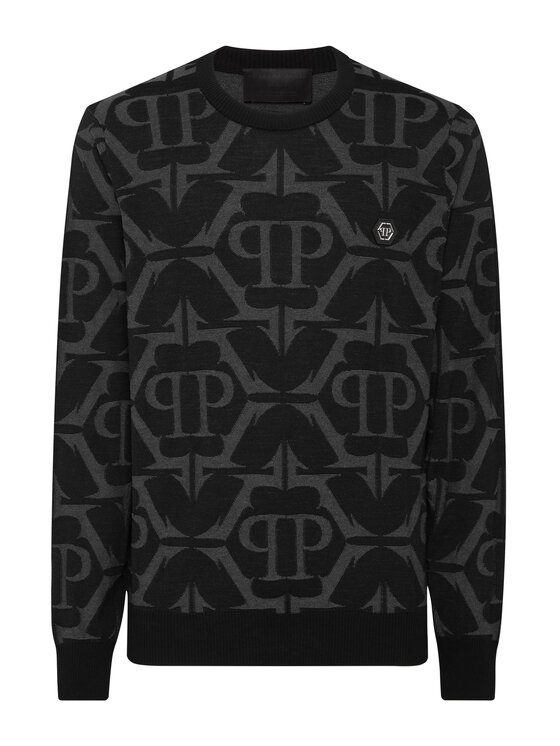 PHILIPP PLEIN PHILIPP PLEIN Sweter 1711 Czarny Regular Fit
