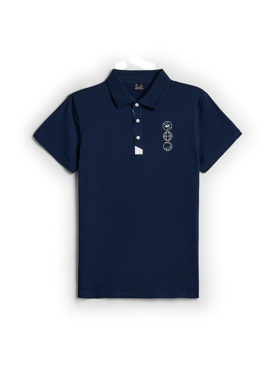 4F 4F Polo SETPOINT Granatowy Slim Fit