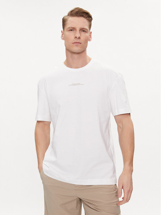 Calvin Klein Calvin Klein T-krekls Linear Back Logo K10K112486 Balts Regular Fit