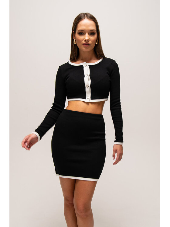 Nudyess Nudyess Minigonna Oreo z prążka Nero Fitted Fit