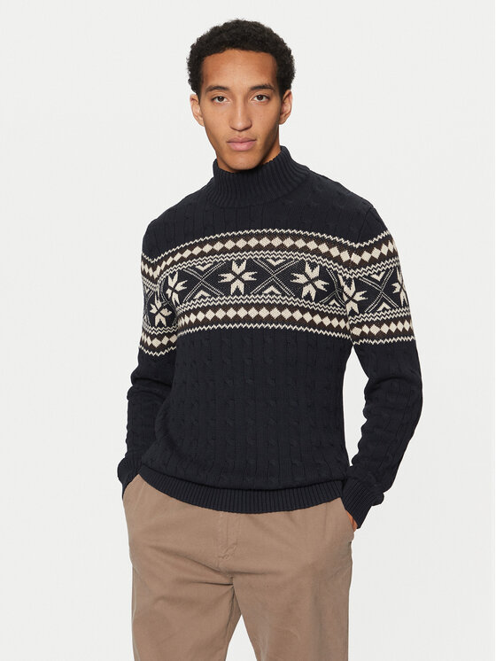Selected Homme Selected Homme Bluză cu gât Flake 16081554 Bleumarin Regular Fit