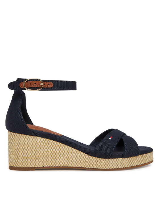 Tommy Hilfiger Tommy Hilfiger Sandale Flag Criss-Cros Mid Wedge Espad FW0FW08481 Tamnoplava