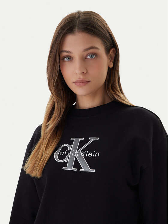 Calvin Klein Jeans Calvin Klein Jeans Mikina Foil Monologo LV047E825G Čierna Regular Fit