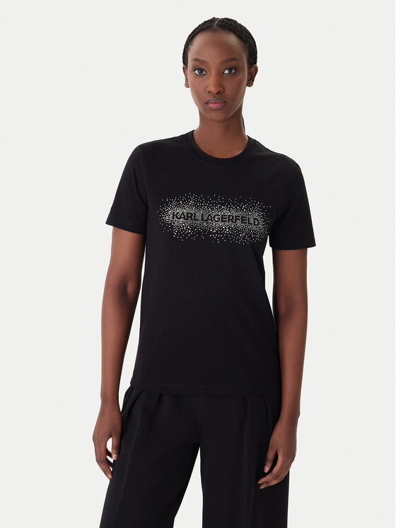 KARL LAGERFELD Tricou B1W17030 Negru Regular Fit
