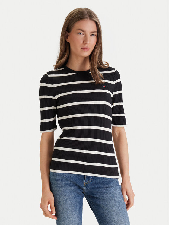 Tommy Hilfiger Tommy Hilfiger Tričko WW0WW47308 Čierna Slim Fit