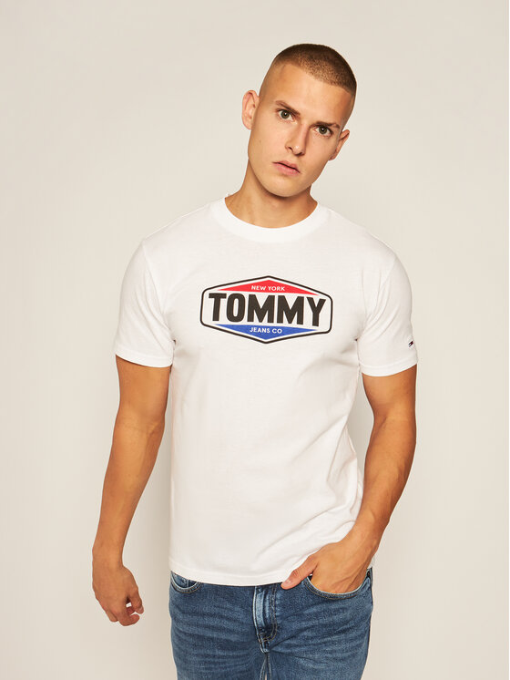 Tommy Jeans T-Shirt Printed Logo DM0DM08672 Biały Regular Fit