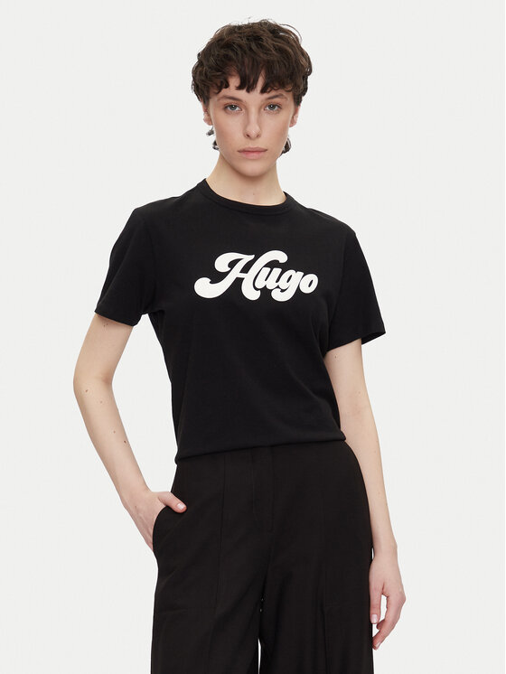 HUGO HUGO T-krekls Damacia_4 50539101 Melns Regular Fit