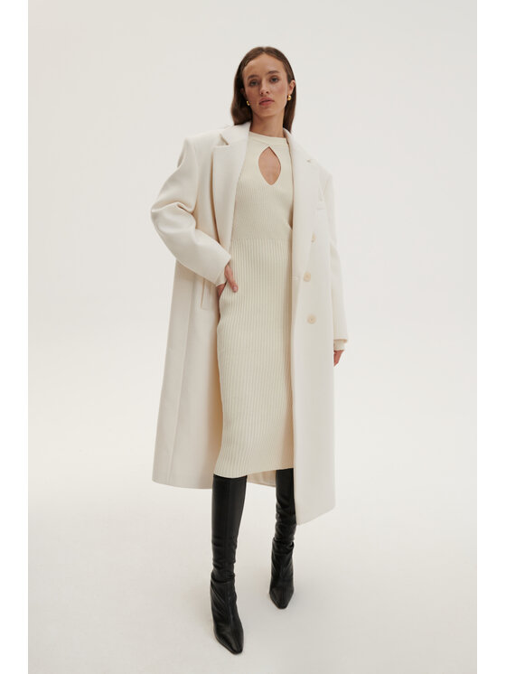 La Mania La Mania Cappotto COMFY COAT 2 Bianco Classic Fit