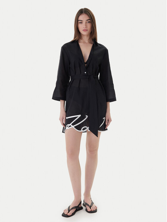 KARL LAGERFELD KARL LAGERFELD Rochie de plajă A2W46075 Negru Regular Fit