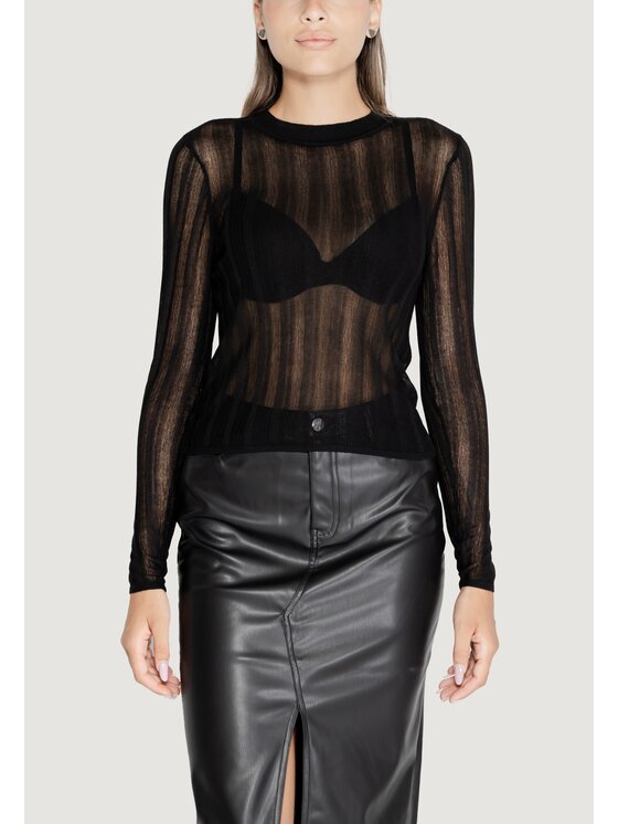 Vila Vila Maglione VILMENTA L/S KNIT TOP/R Nero To Fit
