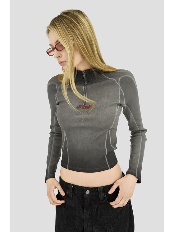 2005 2005 Longsleeve Quarter-Zip Women Szary Slim Fit
