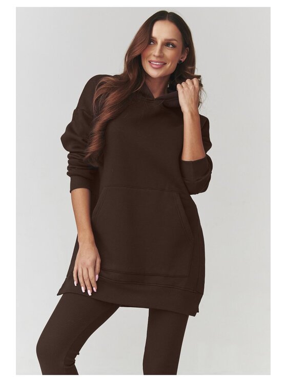 Makadamia Makadamia Dres A12 Brązowy Regular Fit
